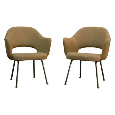 Pre-owned Knoll Pair Of Saarinen Executive Armchairs  Mid-century Modern In Brown