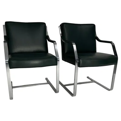 Pre-owned Knoll Pair Of Vintage Arm Chairs By  In Black