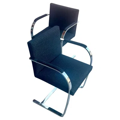 Pre-owned Knoll Pair Of Vintage Ludwig Mies Van Der Rohe Brno Chairs For  New Upholstery In Black