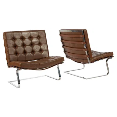 Pre-owned Knoll Pair Vintage Brown Tugendhat Lounge Chairs By Mies Van Der Rohe For  1960s