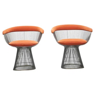 Pre-owned Knoll Pair Vintage Warren Platner Wire Side Armchair For  1980s In Brown
