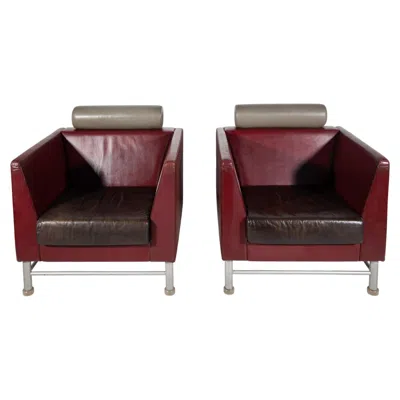 Pre-owned Knoll Post Modern Design By Ettore Sottsass For  Set East Side Lounge Club Chairs In Black