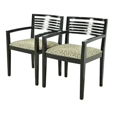 Pre-owned Knoll Postmodern Black Lacquered Ricchio Armchairs, Pair