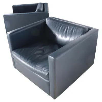 Pre-owned Knoll Pr. Cube Form Club Chairs By Charles Pfister For  In Gray