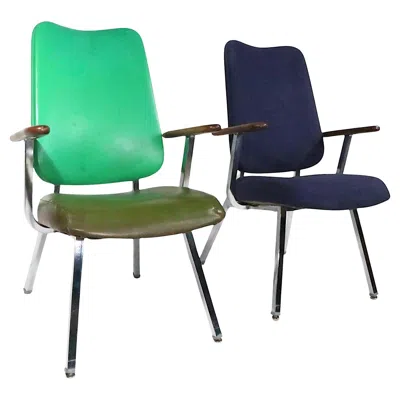 Pre-owned Knoll Pr. Mid Century High Back Lounge Office Armchairs By Dellwood Furniture C 1970s In Black