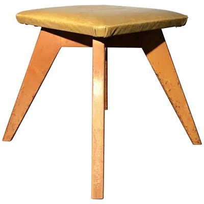 Pre-owned Knoll Rare And Early Jens Risom Stool For  Associates, New York City In Brown