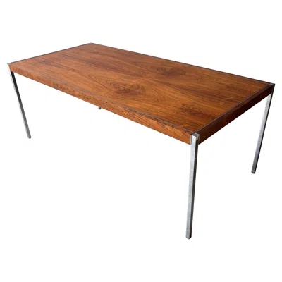 Pre-owned Knoll Richard Schultz Rosewood And Chrome Dining Table For  In Brown