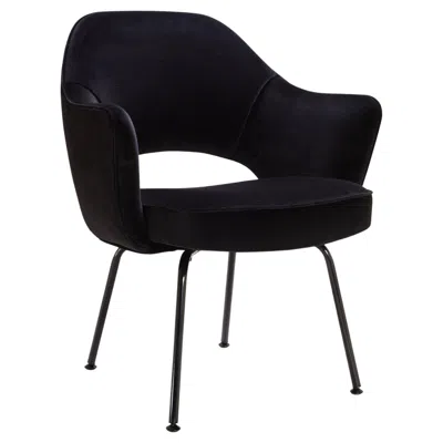 Pre-owned Knoll Saarinen Executive Armchair In Black Velvet, Black Powder Coated Legs