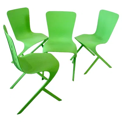 Pre-owned Knoll Scarce Set Of Four Green Washington "skin" Chairs David Adjaye For  2013