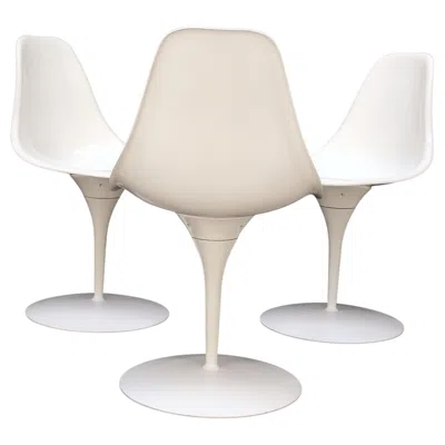 Pre-owned Knoll Set Of 3 Mid Century Modern Tulip Base White Fiberglass Side Dining Chairs Mint!