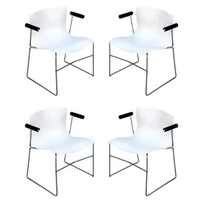 Pre-owned Knoll Set Of 4 Handkerchief Armchairs By Massimo Vignelli For  In Gray