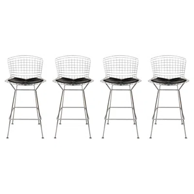 Pre-owned Knoll Set Of 4  Bertoia Polished Chrome Bar Stools In Gray