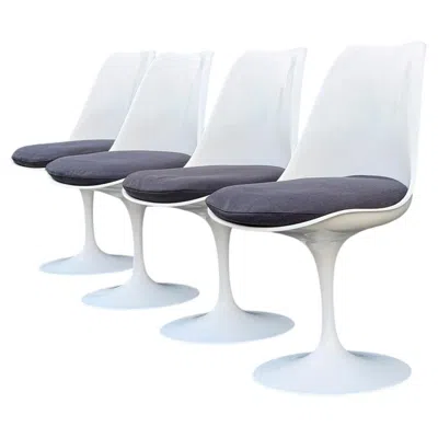 Pre-owned Knoll Set Of 4 Mid-century Modern Tulip Chairs By Eero Saarinen For  In Gray