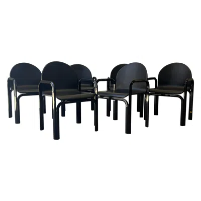 Pre-owned Knoll Set Of 6 Gae Aulenti For  International 'orsay' Dining Chairs 1984, Signed In Black