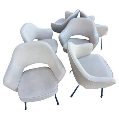 Pre-owned Knoll Set Of 6  Executive Armchair Dining Chairs By Eero Saarinen In Gray