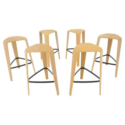 Pre-owned Knoll Set Of 6 Molded Bent Plywood Bar Stools By Davis Mint! In Brown