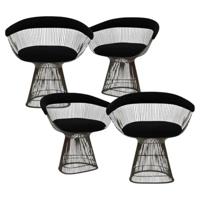 Pre-owned Knoll Set Of Four Chairs Designed By Warren Platner And Edited By  1960's In Black
