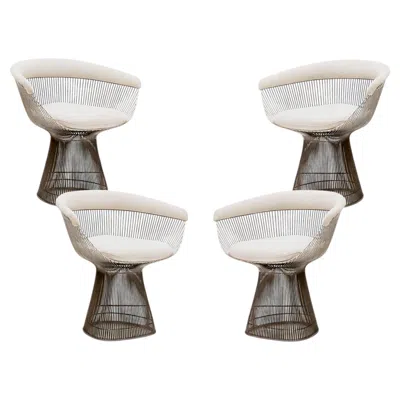 Pre-owned Knoll Set Of Four Chairs Designed By Warren Platner With Steel Structure, 1960's In Gray