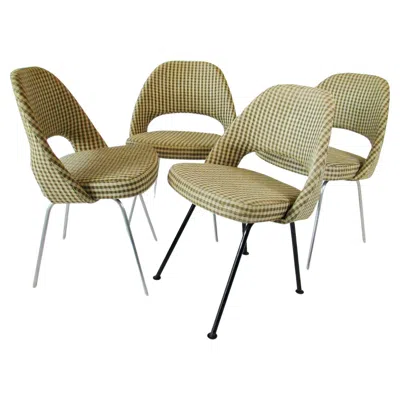 Pre-owned Knoll Set Of Four Rare Early Production Eero Saarinen For  Dining Chairs In Brown