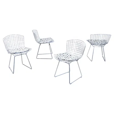 Pre-owned Knoll Set Of Four Side Chairs Mod. 420, Design Harry Bertoia For  In Gray