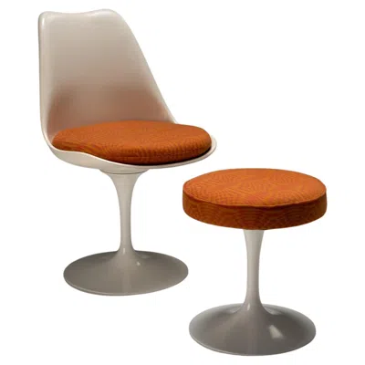 Pre-owned Knoll Set Of Model 151 Tulip Chair And 152 Stool By Eero Saarinen For , Usa 1970s In Brown
