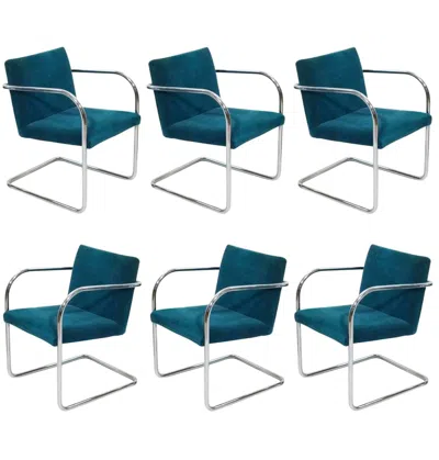 Pre-owned Knoll Six Mies Van Der Rohe Tubular Brno Chairs By  In Blue
