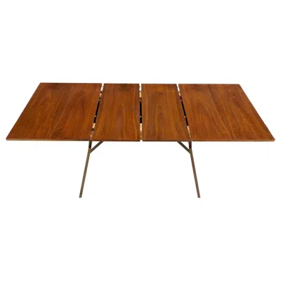 Pre-owned Knoll Solid Bronze Square Profile Two Extension Boards Walnut Top Dining Table Mint! In Brown