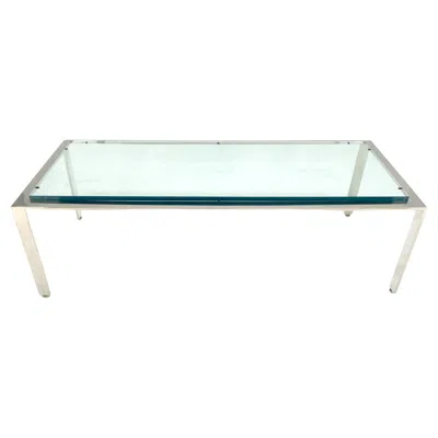 Pre-owned Knoll Solid Stainless Steel Base 3/4" Thick Glass Rectangle Coffee Table Mid Century In Gray