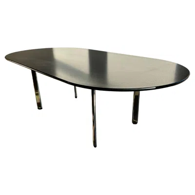 Pre-owned Knoll Table Des. Briane Kane Top Oval Rubber Coating Supports Chrome-70s In Brown