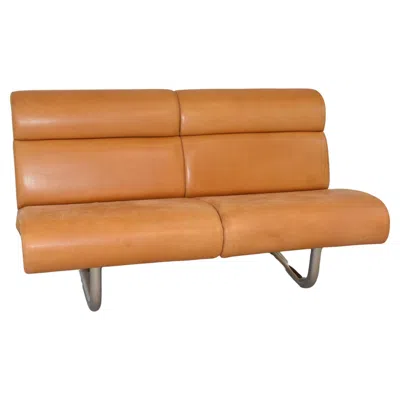 Pre-owned Knoll Tan Leather Sofa By Richard Schultz For  In Brown