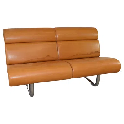 Pre-owned Knoll Tan Leather Sofa By Richard Schultz For  In Brown