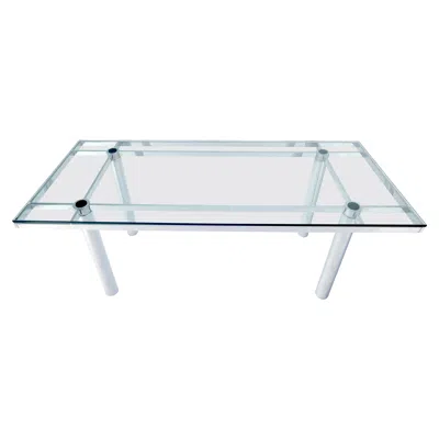 Pre-owned Knoll Tobia Scarpa Chrome Base Rectangle Glass Top 4 Cylinder Legs Dining Table Mint! In Gray
