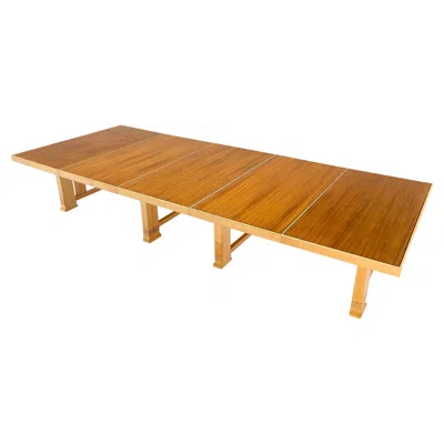 Pre-owned Knoll Very Large 3 Leaves Square Gate Leg Dining Conference Custom Table In Brown