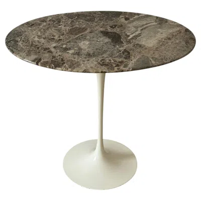Pre-owned Knoll Vintage 1970s Eero Saarinen Tulip Side Table For  Oval Emperador Marble Top In Gray
