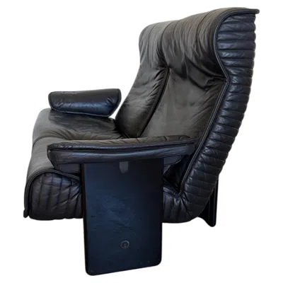 Pre-owned Knoll Vintage 1970�s Otto Zapf For  International Follow Me Black Leather Sofa