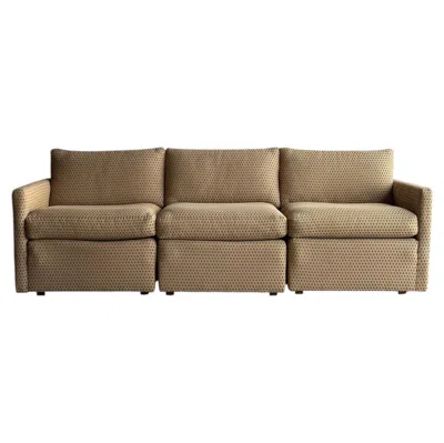 Pre-owned Knoll Vintage Charles Pfister For  Three-piece Lounge Sofa In Camel Upholstery In Brown