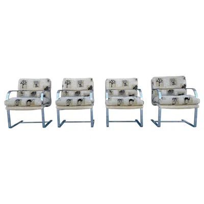 Pre-owned Knoll Vintage Chrome Dining Chairs By Ludwig Mies Van Der Rohe In Gray