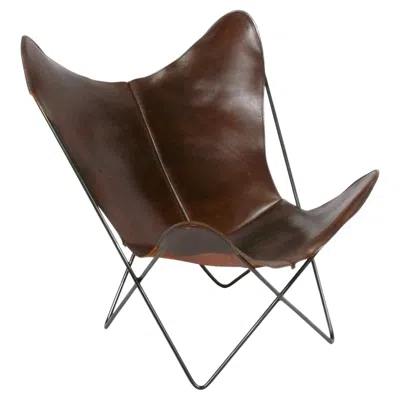 Pre-owned Knoll Vintage Leather Butterfly Chair By Jorge Ferrari-hardoy For  In Black
