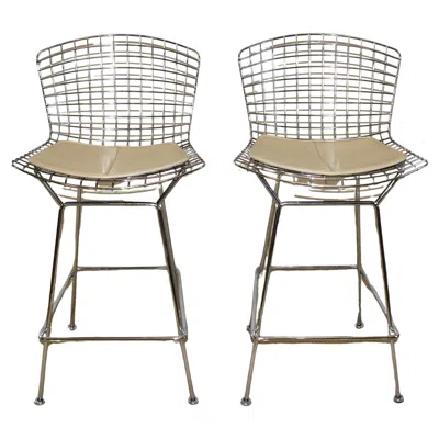 Pre-owned Knoll Vintage Mid-century Modern Bertoia For  Wire Bar Stool In Gray