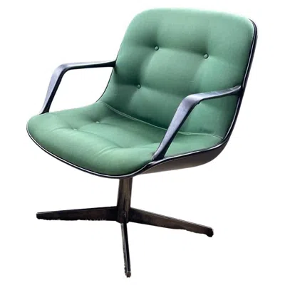 Pre-owned Knoll Vintage Mid-century Tufted Green Faux Leather Textile Steelcase 451 Office Chair