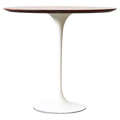 Pre-owned Knoll Vintage Tulip Side Table With Oval Walnut Top By Eero Saarinen For  In Brown