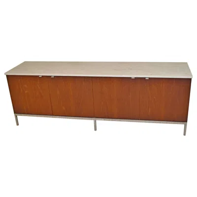 Pre-owned Knoll Walnut Credenza With Marble Top In Brown