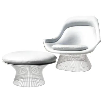 Pre-owned Knoll Warren Platner Gray Leather 1705 Easy Chair And Ottoman Set Of Two, , 1966