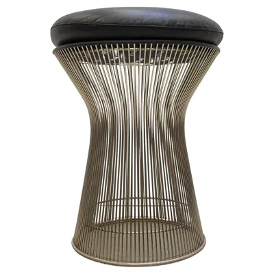 Pre-owned Knoll Warren Platner Stool For  Black Leather, 2000s