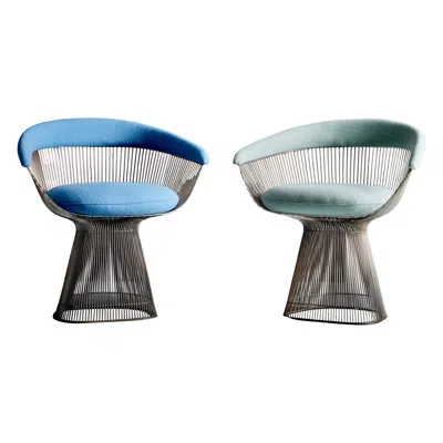 Pre-owned Knoll Warren Platner Wire Chairs For , Upholstered, Mid-century Modern In Gray