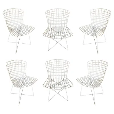 Pre-owned Knoll White Bertoia Steel Wire Side Chair With "x" Base By , Set Of 6