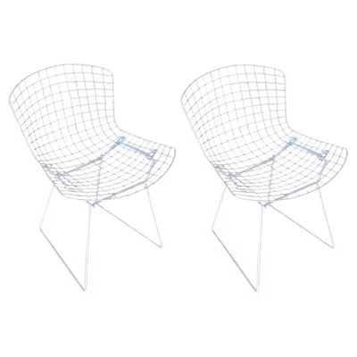 Pre-owned Knoll White Wire Side Chair By Harry Bertoia For , Pair Circa 1952