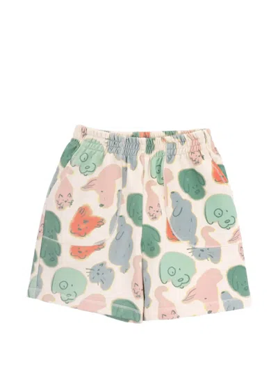 Knot Kids' Animal-print Cotton Shorts In Neutral