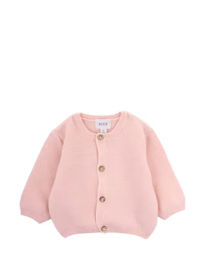 Knot Berry Buttoned Baby Cardigan In Pink