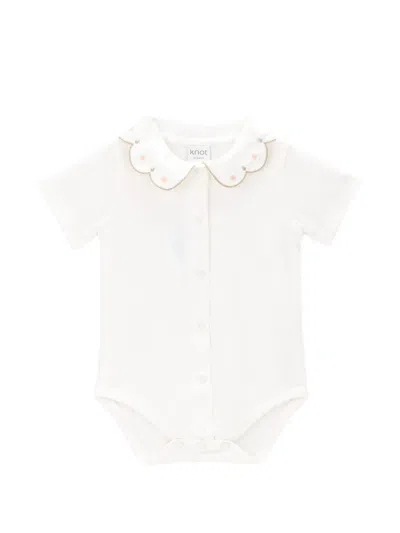 Knot Babies' Bianca Scalloped-collar Bodysuit In White